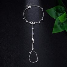 1件镂空几何手链，可调节水钻指环手链，适合女性日常佩戴 - 手指鏈 - 查看 6