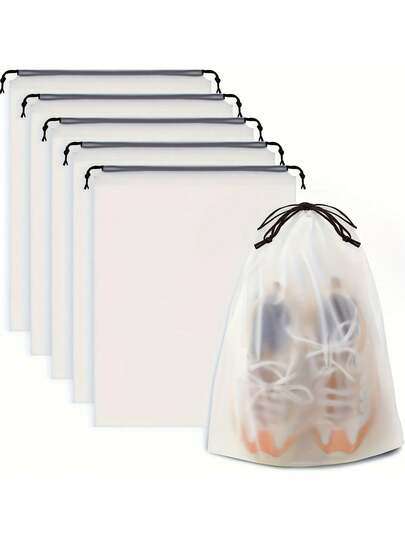 5-Piece Clear Waterproof Plastic Storage Bags - Portable, Reusable, High-Quality Storage Bags For Travel, Gym, Laundry, Shoe And Cosmetic Protection. Laundry Bags | Clear Storage Bags | Waterproof Material, Waterproof Bags
