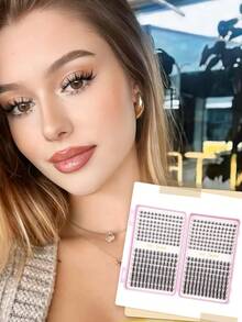 384片单根假睫毛,睫毛册,簇状假睫毛,DIY家用睫毛嫁接,簇状假睫毛,单根假睫毛,漫画睫毛簇套装,尖刺簇状睫毛嫁接套装,动漫睫毛,单根浓密睫毛嫁接套装,DIY家用8-16毫米簇状睫毛套装,含粘合剂和密封剂,防水,含镊子 - 彩色 - 查看 9