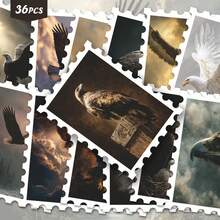 36pcs Raptor Soaring Healing Sticker Pack | Gentle Vinyl Stickers With Majestic And Vulture Designs | Suitable For Laptops, Water Bottles And Gifts | Perfect For Nature Lovers, Adventurers And Those Seeking A Positive Lifestyle - Rectangle - View 1