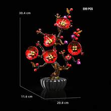 450/451/503/599/ PCS Flower Bouquet Building Set, Botanical Collection Building Block Toy, Strelitzia Reginae, Plum Blossom, Hibiscus Mutabilis, Chrysanthemum Flowers With A Vase, Birthday Gifts For Adults Women, Galentines, Valentines Gifts, Valentines Party - Multicolor - View 11