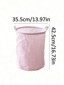 Valentine's Day Pink Plaid Laundry Basket, Fabric Storage Basket, Dorm Storage Bag, Can Be Used To Store Tissues, Clothes And Toys, Waterproof Foldable Inner Layer, Foldable Laundry Basket, Bathroom Storage Basket, Home Laundry Basket, Laundry Bucket, Essential Back To School Season - 1 cái màu hồng - Xem 8