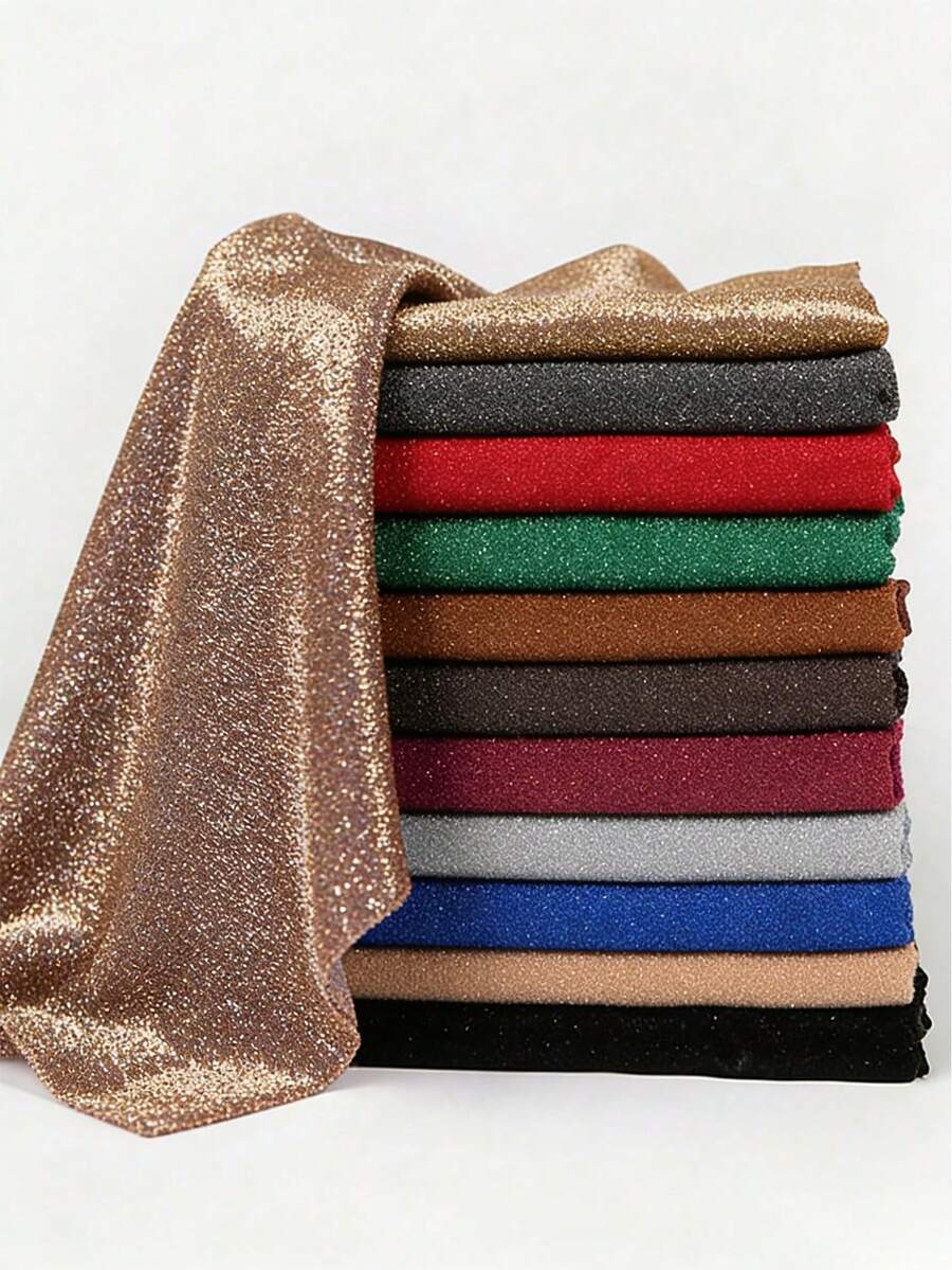 1pc Gold & Silver Metallic Shiny Fabric, Glitter Costume Dress DIY Pre-Cut Cloth - Multicolor - View 1