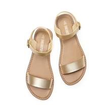 Women's Cute Open Toes One Band Ankle Strap Flexible Summer Flat Sandals - 金色 - 查看 7