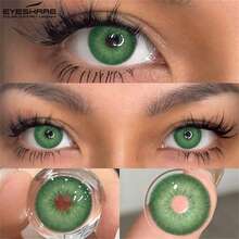 EYESHARE 1 Pair Gray Beautiful Pupils Fashion Cosmetic Blue Lenses High Quality Brown Eye Contacts Green Eyes Lenses,Suitable For Daily Makeup And Eye Beauty,Yearly Disposable,14.5mm - Green - View 9