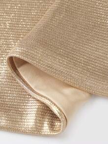 Giufajk Women's Summer New Solid Color Glitter Sparkly Draped Asymmetrica Halter Tops Sparkly Glitter Low Cut Slim Crop Going Out Top Crop Club Rave Festival Blouse Outfits - 金色 - 查看 9