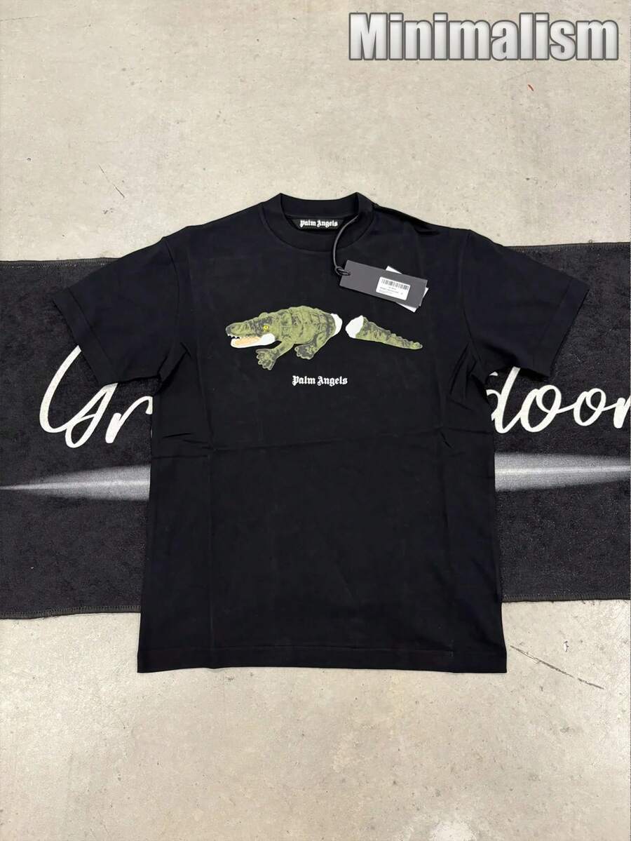 "Alligator" Shirt,Stylish Design, Men's Graphic T-Shirt, Minimalist Design, Vintage Casual Style, Hip-Hop Style. Suitable For Outdoor Leisure Activities, Family Gatherings, And Dinners With Friends. - 黑色3 - 查看 1