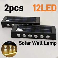 1/2个12颗LED凸透镜聚光灯户外太阳能灯套装，带光传感器、太阳能充电电池、按钮开关，白光/暖光可选，适用于美化花园装饰、营造节日氛围以及照亮围栏和墙壁。是庭院、阳台、花园、露营、钓鱼、小径和车库装饰的理想之选，也适用于情人节、斋月、音乐节、派对、圣诞节、万圣节、开斋节、宰牲节等节日照明。 - 12LED - 查看 11
