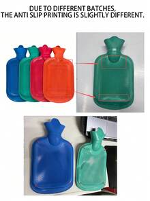 1pc Rubber Hot Water Bottle, Explosion-Proof Warm Inner Lining, Plush Heating Tool For Winter. Due To Batch Differences, Anti-Slip Printed Patterns May Vary Slightly. - Multicolor - View 2