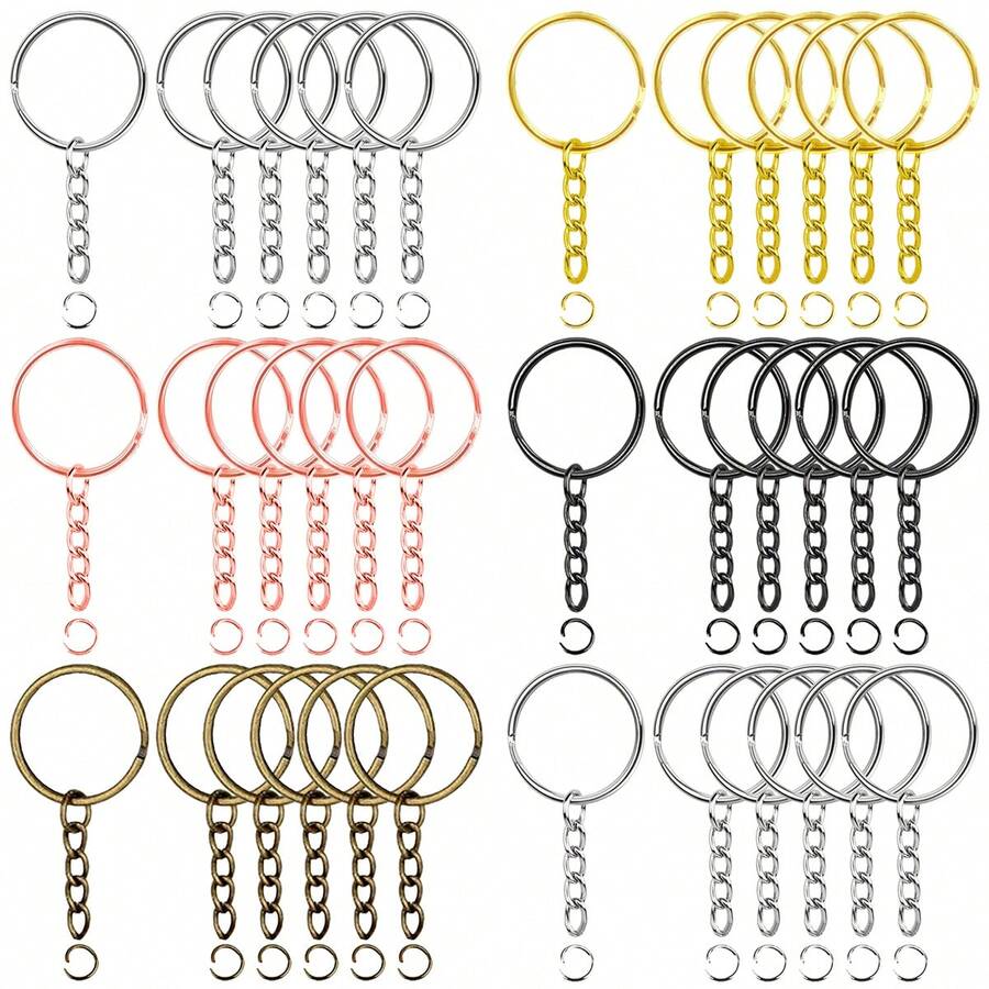 50个钥匙扣，包含链条和开口环，适用于钥匙链、挂绳、包包挂饰、DIY工艺品和礼品制作。 - 光圈鏈條 - 查看 1