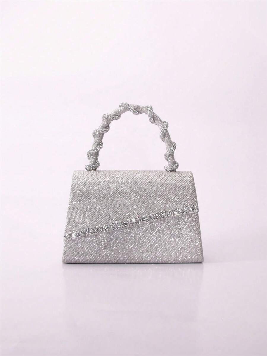 Glitter Wrapped Wrist Clutch Bag, Handheld & Crossbody For Women Evening Party - Silver - View 1