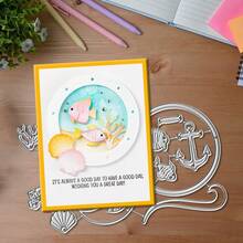 创意圆形和鱼形模具，DIY剪贴簿相册和压花模板，贺卡制作工具，卡片纸切割工艺品，礼品卡制作模板模切。 - 銀色 - 查看 3