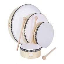 4-Inch, 6-Inch, 8-Inch, 10-Inch, 12-Inch Hand Drum, Orff Musical Instrument, Performance Instrument, Educational Tool, Lacquered Imitation Leather Hand Drum - Wood - View 3