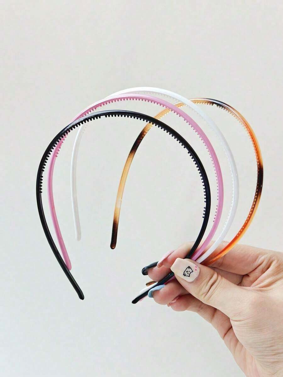 4pcs/1pc Lightweight Solid Color Hair Hoop In Black, Khaki, Brown, Non-Slip Plastic, Fashion, Versatile, Elegant, Minimalist Style Hair Accessories For Women, Suitable For Daily, Casual, Party, Commuting, Vacation, Ponytail, Bun, Face Washing, Makeup, Outfit Matching,Hairband,Hair Hoop Headbands ,Home,Skincare Headband Head Accessories - 多色 7 - 查看 1