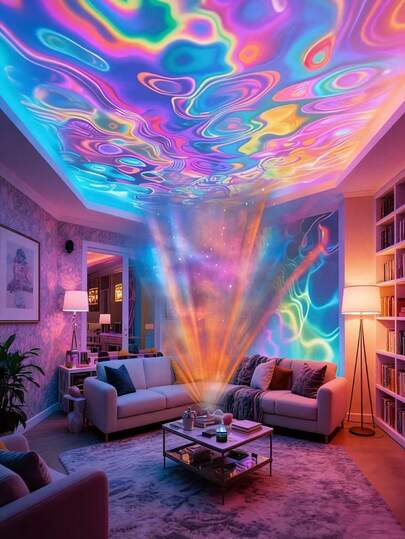 1pc USB-Powered Aurora And Sky Projector, Equipped With RGB Remote Control - Adjustable LED Lights, Polished Surface, USB Power Supply, Suitable For Indoor Use, Enhances The Attractiveness Of The Space, Has Charming Visual Effects, Remote-Controlled Projector, Ambient Lighting, Modern Lighting, Durable Plastic, Desk Lamp, Desk Lamp, Bedroom/Bedside, Desk Lamp