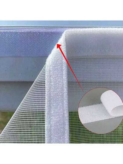 Window Mosquito Net Curtain, Simple Removable Window Screen, No Drilling Required, Hook And Loop Adhesive Window Mesh Screen, Self-Installation, Home Use Edging, Insect Proof Curtain, Home Use All Season Door And Window Screen, White Mesh, White Edging, Non-Magnetic