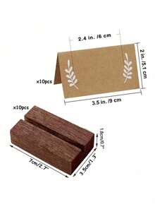 20pcs Wood Place Card Holder With Blank Kraft Paper Place Cards, Rustic Wedding Table Name Number Blank Table Tent Cards,Table Sign Stand For Table Delicate Paper Blank Card Banquet,Photo Number Picture,Holders Signs Stand, Wooden Place Card Holders Bar Bistro Restaurant, Small Placecard Holders Wedding Party Birthday - Multicolor - View 11