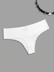 Conjunto de 14 calcinhas fio dental sem costura com acabamento em concha para mulheres. - Multicolorido - Ver 8