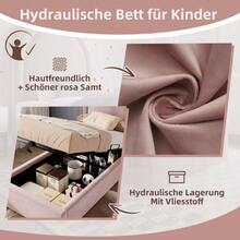 Upholstered Children's Bed, Single Bed 90 X 200 Cm, Pink, Velvet For Boys And Girls (Mattress Not Included) - Coral Pink - View 4