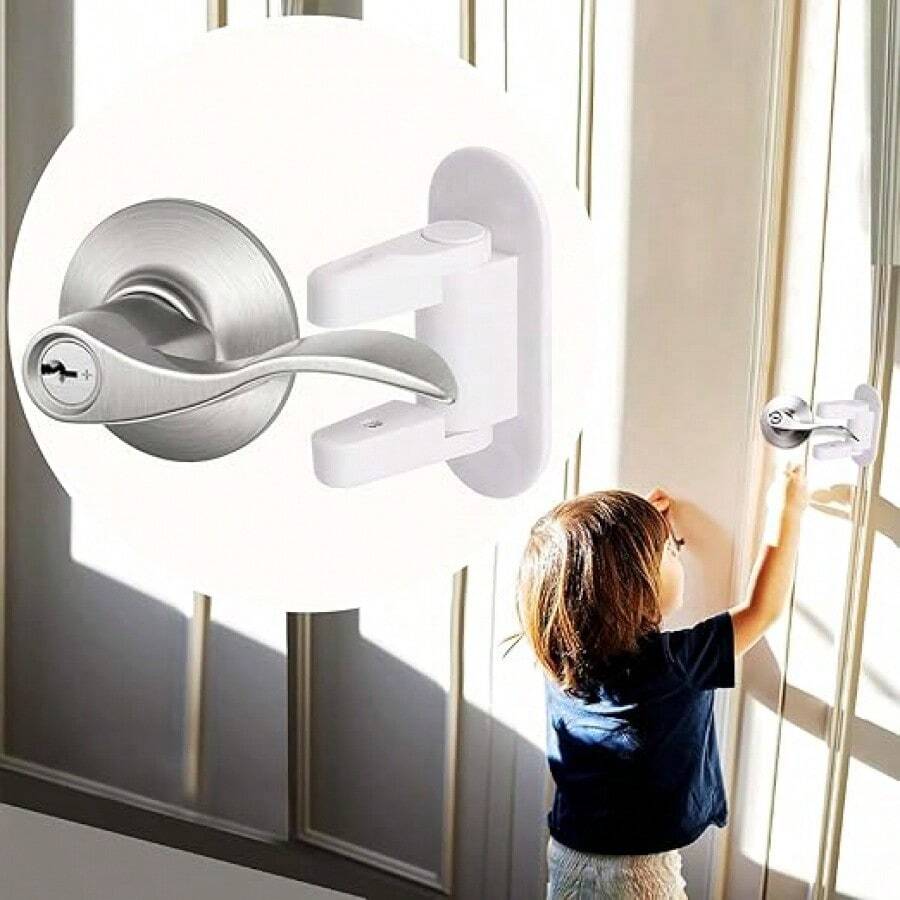 1 Khóa tay nắm cửa an toàn cho trẻ em - Dễ lắp đặt, không gây hư hại, vỏ bảo vệ PVC đa chức năng, bề mặt mờ, đảm bảo an toàn và thẩm mỹ cho ngôi nhà.