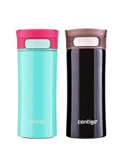 Cốc giữ nhiệt nắp vặn Contigo / Xanh dương / Nâu / 350ml / Phong cách sinh viên nam cao cấp, sản phẩm chính hãng, dung tích lớn, làm bằng thép không gỉ.