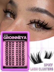 GROINNEYA 72/120片 C捲 9-13mm 長度自然感柔軟蓬鬆假睫毛簇，適合日常妝容、初學者、居家或戶外使用，適用於日常生活、派對、音樂節、萬聖節 - C - 查看 8