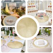 4/6/8/12pcs 15 Inch PVC Gold Round Placemats, Fireworks Pattern, 15 Inch Washable Placemats Suitable For Dining, Events, Banquets, Weddings, Bridal Showers, Home Daily Use - Gold - View 7