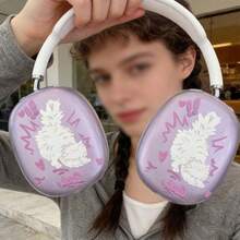 Funda protectora transparente y morada de un gato estirándose, compatible con el estuche de los auriculares inalámbricos de Apple, resistente a arañazos y anti-caída - Púrpura translúcido - Ver 4