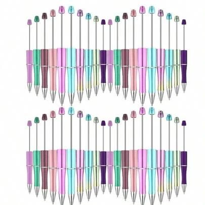 DOMUUH 30pcs/Pack Plastic Pens With Beads, Suitable As Mother's Day Gift, Graduation Gift, Office Use Or Back To School Items