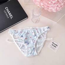 Milky Kitty Japanese-Style Pure Desire Sweet Printed Ice Silk Women's Hip-Hugging Lolita Panties - màu xanh da trời - Xem 10