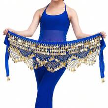 一件闪亮亮片流苏波浪肚皮舞服装，时尚舞蹈腰带，纱丽风格，适合狂欢节、派对、夜总会、海滩、异域风情服装装饰、波西米亚风、复古风 - 彩色 - 查看 17