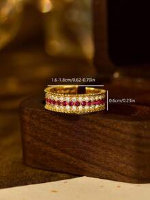 1pc S925 Sterling Silver 18K Gold Plated Full Diamond Pave Design Open Ring, Shining Elegant For Party, Wedding, Holiday Gift - Gold - View 3