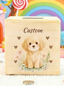 Customized Piggy Banks, Personalized Wooden Gifts With Children's Names, Storage Boxes Including Custom Coin Purses, Cute Animal And Floral Patterns, And Personalized Birthday Gifts. Multi-Purpose Home Decor Gifts Suitable For Children, Rooms, Offices, Or As Gifts; Also Suitable As Room Decor, Piggy Banks, Birthday Surprise Boxes, Baptismal Boxes, Servant Boxes, Etc. - Multicolor - View 5