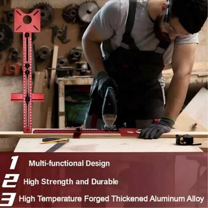 قطعة واحدة موجه حافة الراوتر الخشبي بطول 44.5 سم/17.52 بوصة، أداة تركيب الراوتر من سبيكة الألومنيوم للقطع المستقيم والنحت والتموضع وثقب الثقوب، تصميم قابل للتعديل متعدد الاستخدامات، متين وقابل للحمل