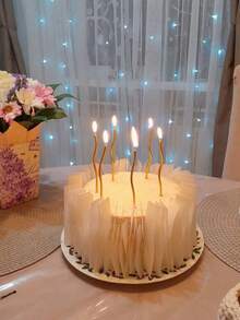 6 piezas de velas decorativas en espiral doradas chapadas para pastel de cumpleaños romántico - Ver 2