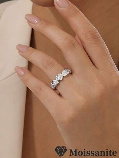 1pc S925 Sterling Silver 0.9CT Moissanite Heart Shaped Engagement/Wedding/Daily Wear Jewelry Gift For Women