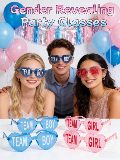 16/8/1件装性别揭晓派对眼镜，男孩女孩派对装饰，粉色蓝色性别揭晓派对装饰