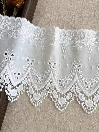 13厘米宽镂空蝴蝶刺绣棉质花边饰带，1码双面缝纫装饰面料配件