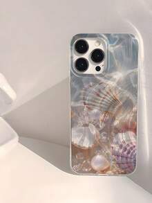 1个梦幻海底贝壳插画防水、防指纹、防刮透明IMD软面光滑手机壳，适合表白、送给朋友、家人、情侣、生日、节日礼物，兼容 17/17 Plus/17 Pro/17 Pro Max - 彩色 - 查看 1