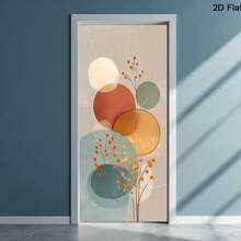 1/2pcs Modern PVC Door Sticker For Tenants - Removable Peel-Off Privacy Film, Abstract Round Pattern, Glossy Vinyl Decorative Sticker For Doors, Partitions, Panels - Easy To Apply, Leaves No Residue, 2D Flat Design - Style 1 - View 3