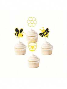 24 chiếc phụ kiện trang trí bánh cupcake hình ong mật lấp lánh - Thiết kế tổ ong lấp lánh cho tiệc tiết lộ giới tính - Trang trí bánh sinh nhật lễ hội & đồ dùng cao cấp, ngày tựu trường, ngày Valentine - Xem 7
