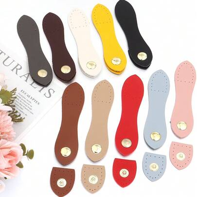 2 Sets Leather Bag Hardware Buckles, 11X2.5cm Colorful Universal PU Leather Clasp Lock Gourd Shaped Buttons, Bag Accessories DIY Connectors