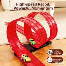 Best-Seller! 33pcs 4-5m Red & Blue Track Set In Colorful Box, DIY Placement, PE Material, Suction Cup, Multi-Scene Use (Sand, Beach, Grass, Track), Holiday & Birthday Gift, Includes 2 Pull-Back Powered Cars, 2 Formula Racing Cars, 3 Chassis, 25 Standard Accessories, Instructional Manual Included, Leading Educational Toy In The Market - Upgraded Multi-scene Track for Red Sandy Beaches and Grasslands - View 7