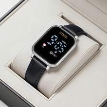 ZOEA Couple Digital Watches - 黑色錶帶/銀色盒子 - 查看 2