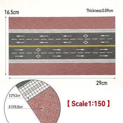 1:87/100/150/200 Scale Sidewalk Model Ground Brick Plates Square Staggered Brick-Red Architectural Handmade DIY Train Layout