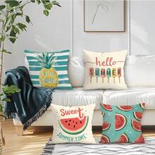4件套夏季水果主题单面印花抱枕套，装饰枕套，适用于客厅、沙发、卧室，不含枕芯 - 彩色 - 查看 10