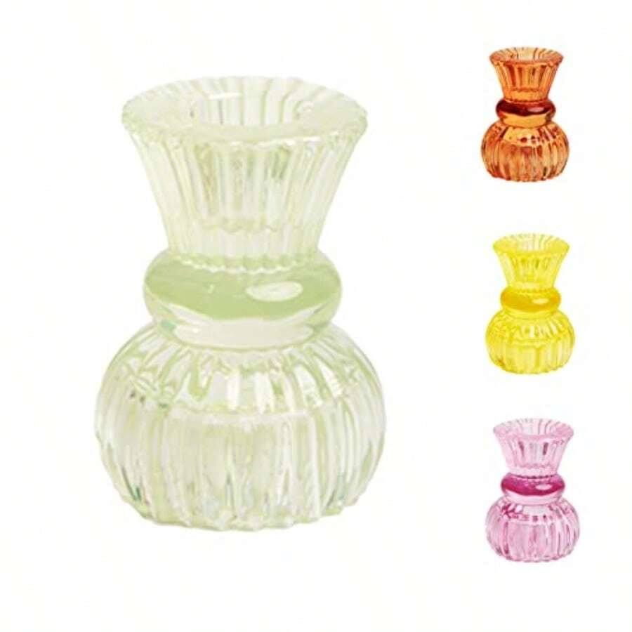 Talking Tables Small Light Green Glass Candle Holder for Candlesticks or Tea Lights Decorative Easter Table Decorations for Indoor or Outdoor Dining Christmas Summer Home Décor Wedding - verde - Ver 1
