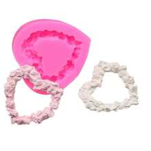 Rose Heart Wreath Silicone Mold, DIY Heart-Shaped Floral Border Handmade Resin Pendant Mold, Durable Reusable Mold - Pink - View 3