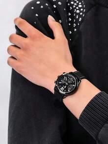 Guess W1025L3 Women's Chronograph Watch, Black Dial, Breathable Silicone Strap, Sports Fashionable Watch Suitable For Active Lifestyle - Black - View 7