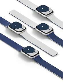 1条蓝白双色硅胶表带，兼容 Series 3/2/1/SE/6/5/4/Ultra，时尚创意设计，柔软舒适，磁吸式表扣，适合户外运动、瑜伽、健身等场合，亮丽双色设计，适配38/40/41/42/44/45/46/49毫米表盘尺寸。 - 藍白 - 查看 3